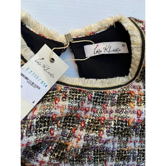 Iren Klairie Womens Metallic Multi color Sleeveless Tweed Shift Dress Size 40 - Picture 5 of 11